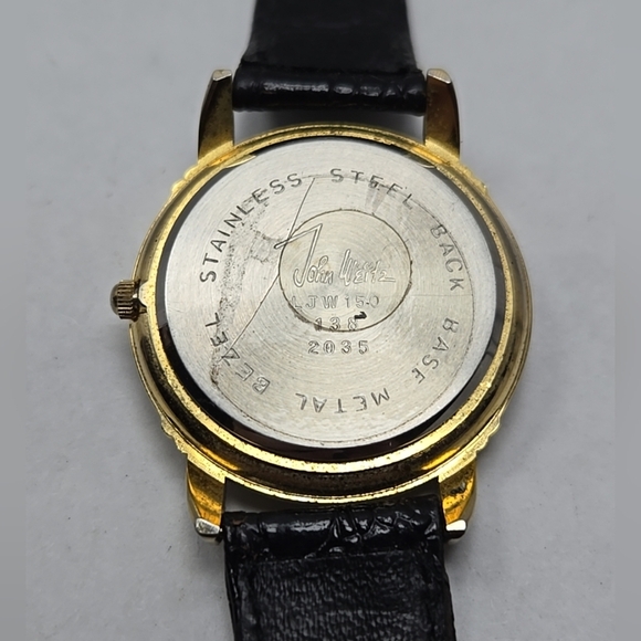 Mens Vintage John Weitz Faux Skeleton Watch Gold Tone Quartz New Battery - Picture 11 of 11